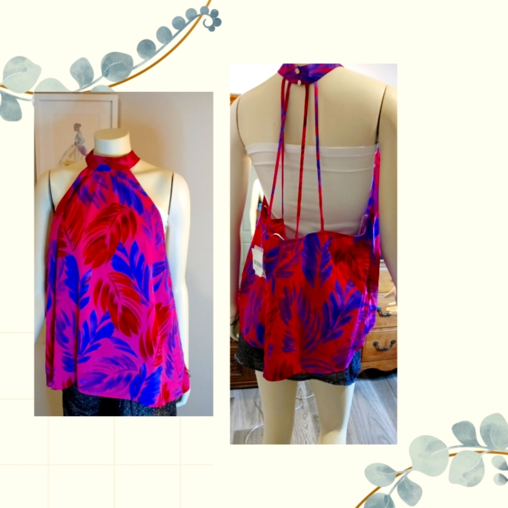 Forever 21 halter Blouse Woman 2X pink &blue.
